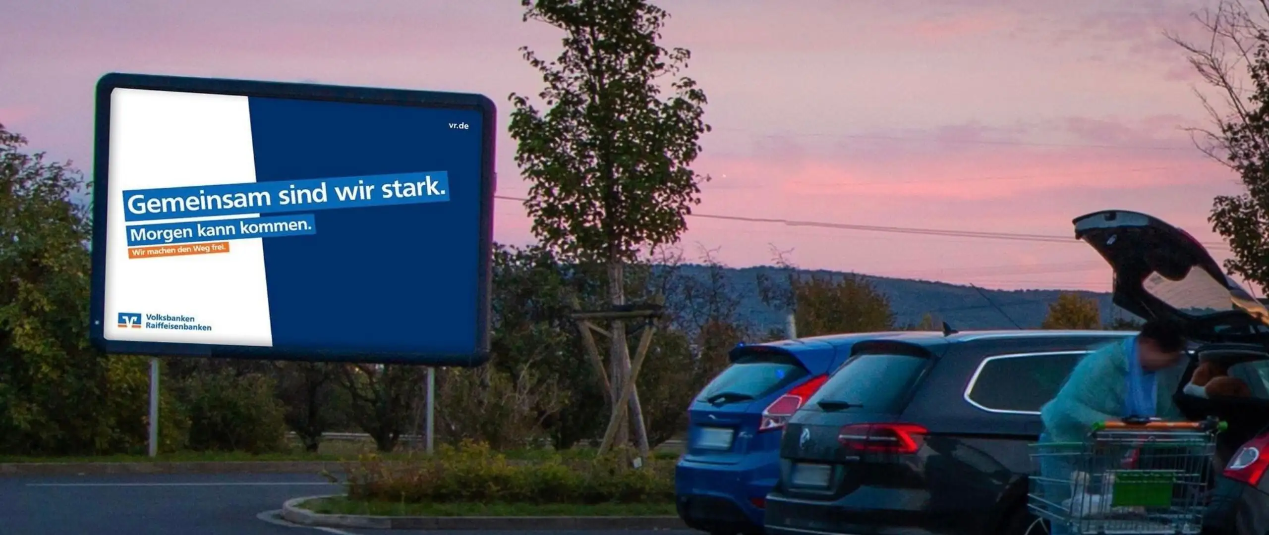 Werbung am Parkplatz