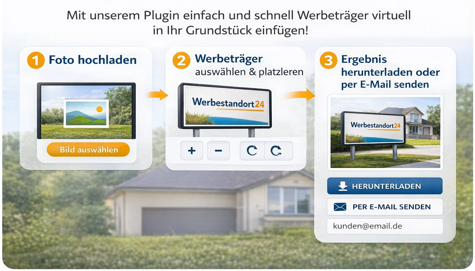 Werbestandortsimulator - Passt eine Werbefläche optisch zu meiner Immobilie auf mein Grundstück? 