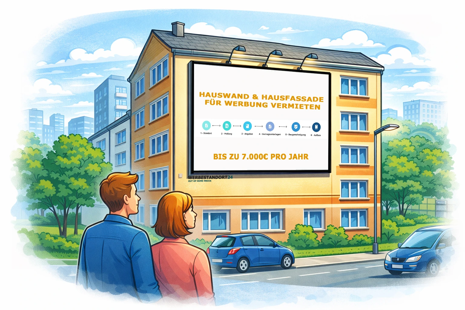 Hausgiebel, Hausfassade und Hauswand für Werbung vermieten