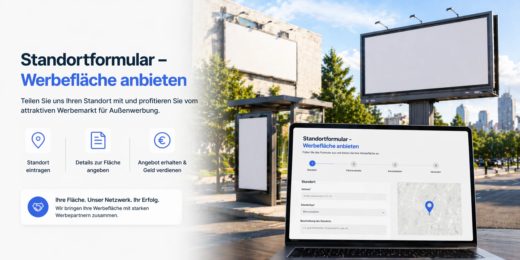Standortformular zum Werbefläche anbieten