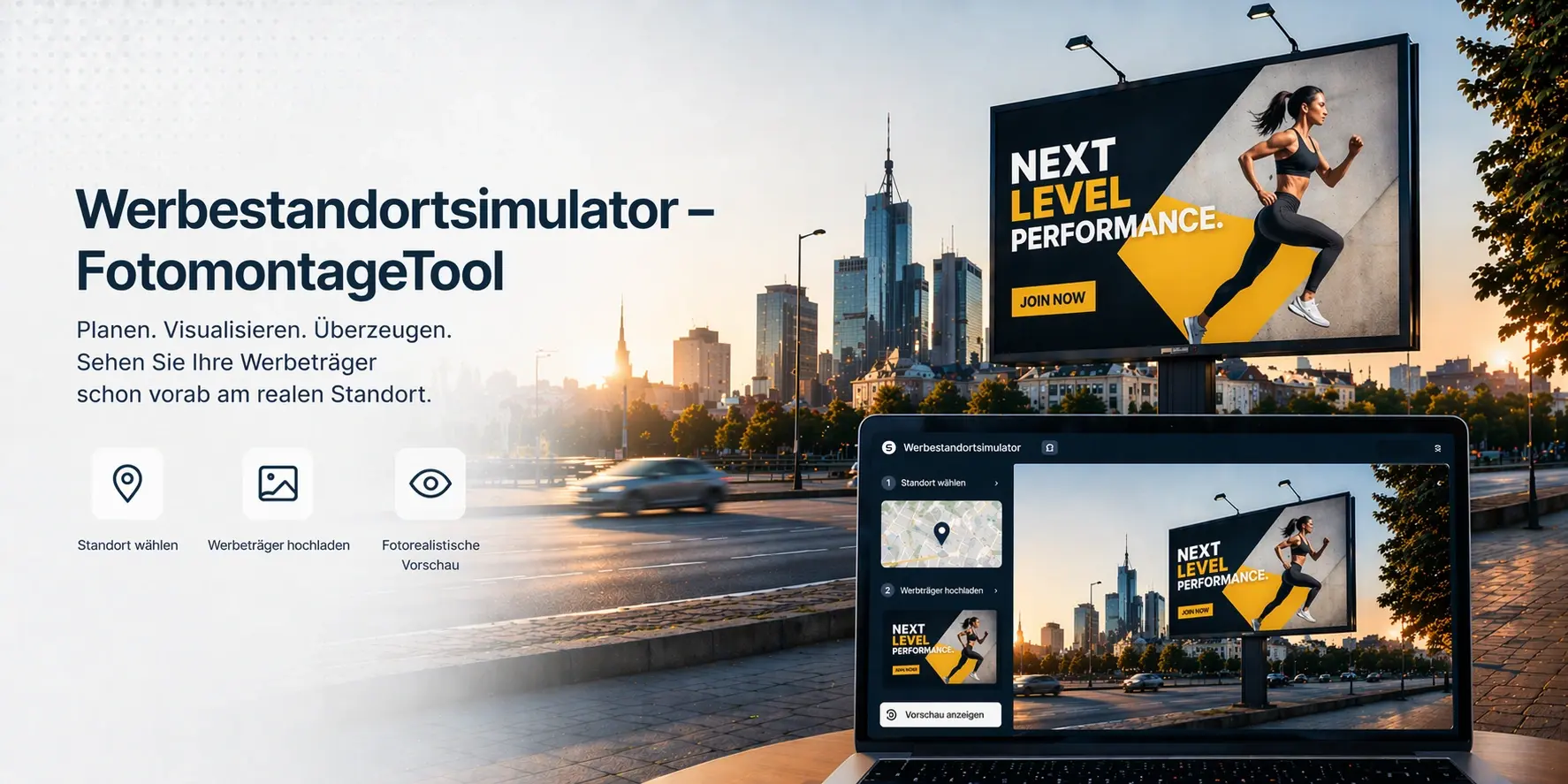 standortsimulator,Werbestandortsimulator,Standortfotomontage,Werbeflächen simulator,Grundstückfotomontage,Out of Home Tool,fotomontage Tool erstellen,Werbestandort simulator Werbestandortsimulator von Werbestandort24 - Sehen Sie ''Ihren'' Werbeträger schon vorab am realen Standort