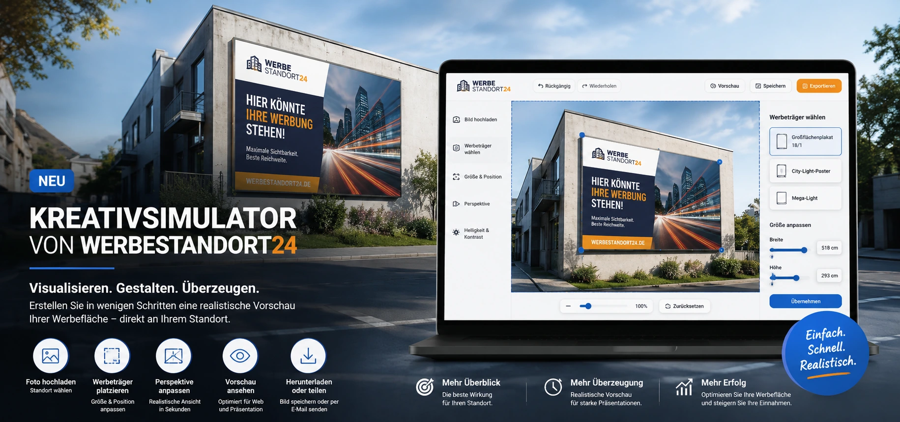 Onlinetool's 3 Kreativsimulator - Plakatwerbung online testen