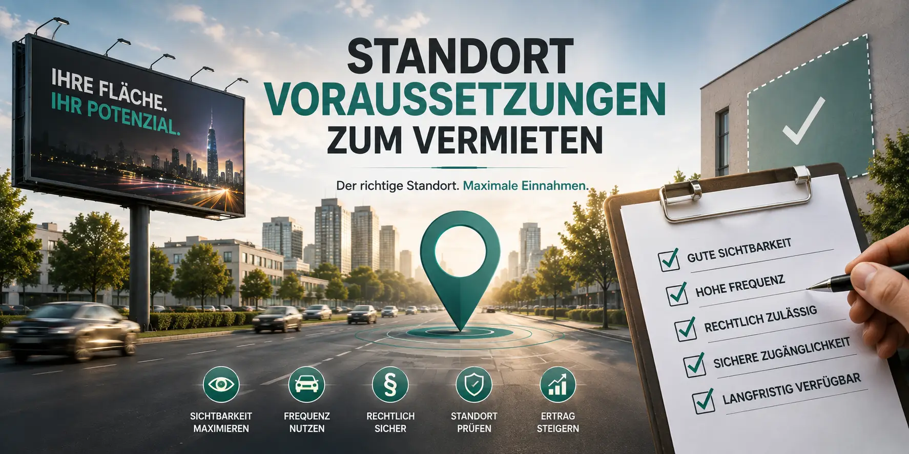 Werbefläche vermieten Standortvoraussetzungen 1 Werbefläche vermieten Voraussetzungen für einen guten Werbestandort