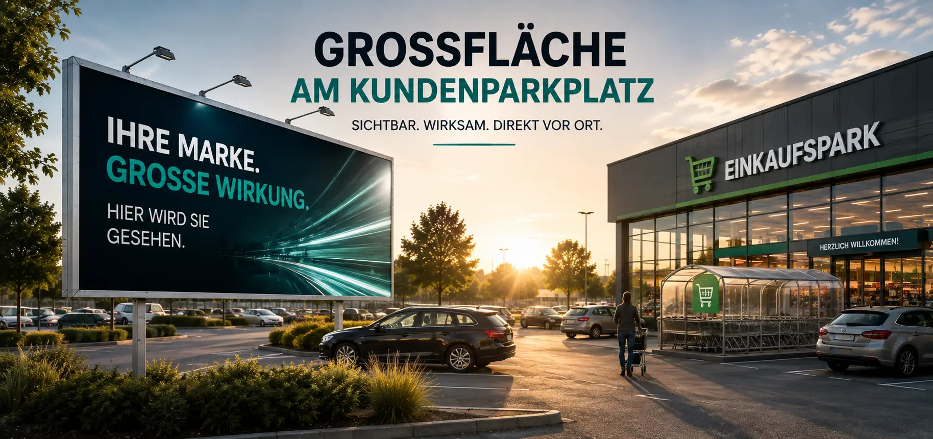 Werbestandort24 12 Werbung am Supermark und Kundenparkplatz
